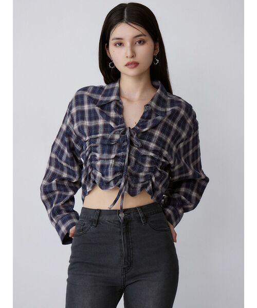 MURUA（ムルーア）の「2WAYギャザーシャツ（シャツ/ブラウス・レディース・グレー/ホワイト/ネイビー・FREE）」の11枚目の写真