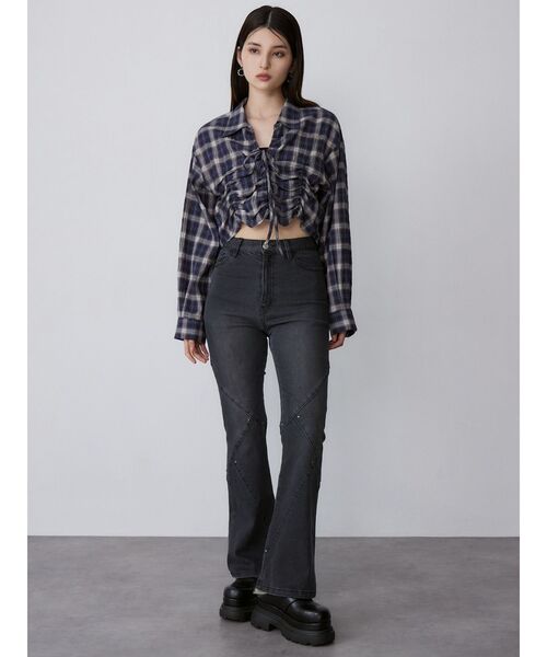 MURUA（ムルーア）の「2WAYギャザーシャツ（シャツ/ブラウス・レディース・グレー/ホワイト/ネイビー・FREE）」の13枚目の写真