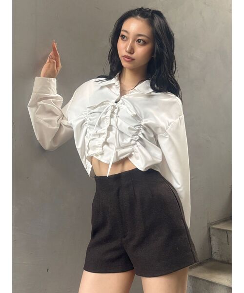 MURUA（ムルーア）の「2WAYギャザーシャツ（シャツ/ブラウス・レディース・グレー/ホワイト/ネイビー・FREE）」の21枚目の写真