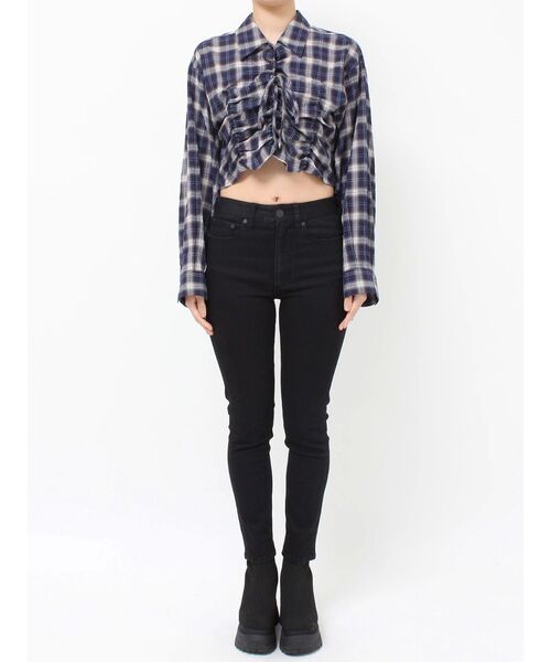 MURUA（ムルーア）の「2WAYギャザーシャツ（シャツ/ブラウス・レディース・グレー/ホワイト/ネイビー・FREE）」の6枚目の写真