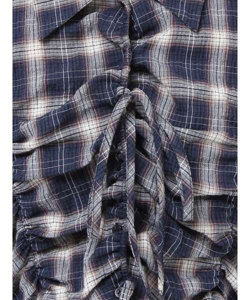 MURUA（ムルーア）の「2WAYギャザーシャツ（シャツ/ブラウス・レディース・グレー/ホワイト/ネイビー・FREE）」の9枚目の写真
