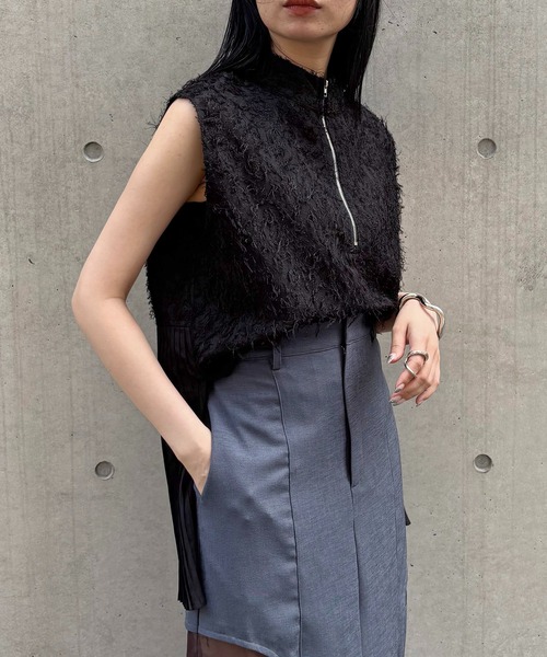 ブラウス シャツ 「＆g'aime」ジャガードバックプリーツブラウス　BackPleated Pleated Jacquard Blouse レディー &g'aime ブラウス シャツ 「＆g'aime」ジャガードバックプリーツ