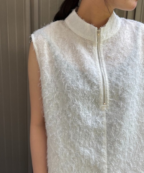 &g'aime(アンジェム)の「【&g'aime】ジャガードバックプリーツブラウス BackPleated Pleated Jacquard Blouse(シャツ/ブラウス・レディース・ホワイト/ブラック・FREE)」の7枚目の写真