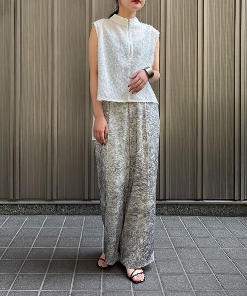 &g'aime(アンジェム)の「【&g'aime】ジャガードバックプリーツブラウス BackPleated Pleated Jacquard Blouse(シャツ/ブラウス・レディース・ホワイト/ブラック・FREE)」の9枚目の写真