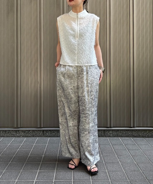 &g'aime(アンジェム)の「【&g'aime】ジャガードバックプリーツブラウス BackPleated Pleated Jacquard Blouse(シャツ/ブラウス・レディース・ホワイト/ブラック・FREE)」の10枚目の写真