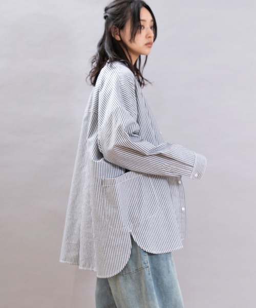 URCH RNA（アーチ アールエヌエー）の「B2903 アトリエチュニックシャツ２（シャツ/ブラウス・レディース・ブラック×ホワイト/ベージュ系その他/オリーブ/ブラウン/ピンク系その他/ブルー系その他・FREE）」の7枚目の写真