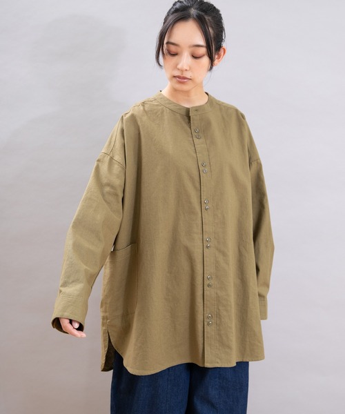 URCH RNA（アーチ アールエヌエー）の「B2903 アトリエチュニックシャツ２（シャツ/ブラウス・レディース・ブラック×ホワイト/ベージュ系その他/オリーブ/ブラウン/ピンク系その他/ブルー系その他・FREE）」の10枚目の写真