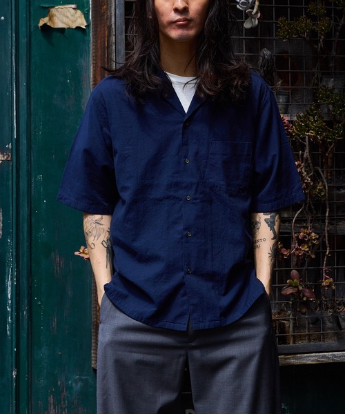 セール】【WILD LIFE TAILOR】カディコットン ハーフスリーブ オープン