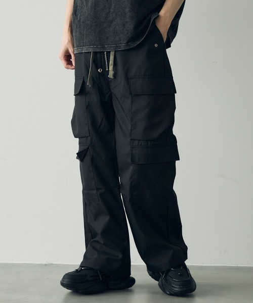 セール】Nylon drape wide cargo pull-on pants / ナイロン