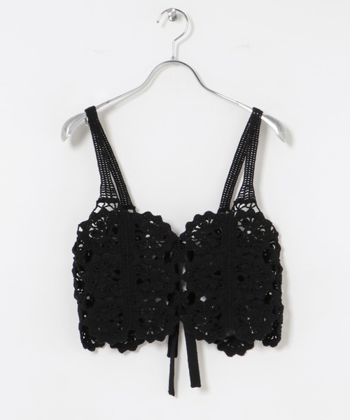 CURRENTAGE(カレンテージ)の「CURRENTAGE CROCHET KNIT CAMISOLE(キャミソール・レディース・ホワイト/ブラック・9)」の2枚目の写真