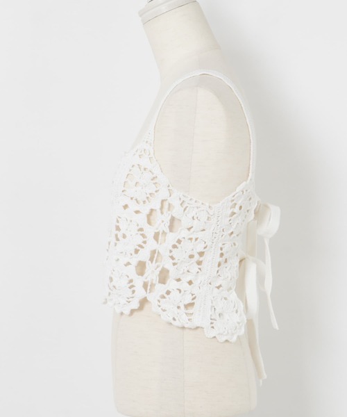 CURRENTAGE(カレンテージ)の「CURRENTAGE CROCHET KNIT CAMISOLE(キャミソール・レディース・ホワイト/ブラック・9)」の6枚目の写真