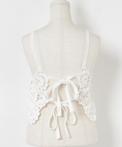 CURRENTAGE(カレンテージ)の「CURRENTAGE CROCHET KNIT CAMISOLE(キャミソール・レディース・ホワイト/ブラック・9)」の7枚目の写真