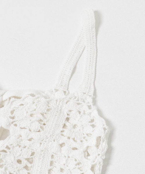 CURRENTAGE(カレンテージ)の「CURRENTAGE CROCHET KNIT CAMISOLE(キャミソール・レディース・ホワイト/ブラック・9)」の8枚目の写真