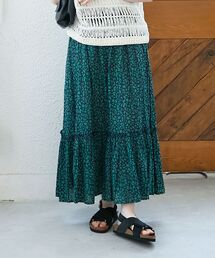 le.coeur blanc | 《手洗い可能》フラワープリントティアードスカート(スカート)