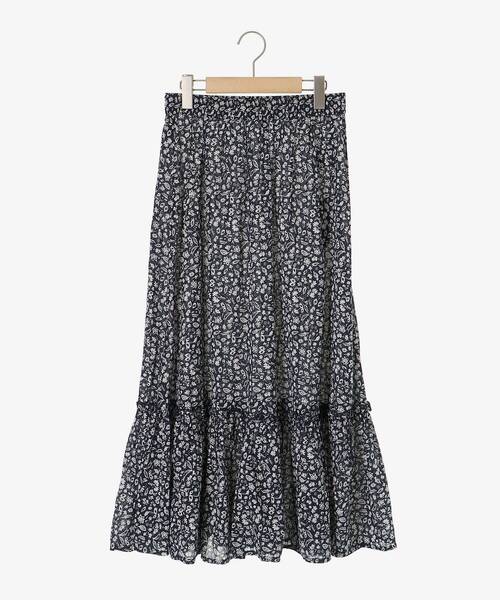 le.coeur blanc（ルクールブラン）の「《手洗い可能》フラワープリントティアードスカート（スカート・レディース・ホワイト系その他/グリーン系その他・38）」の3枚目の写真