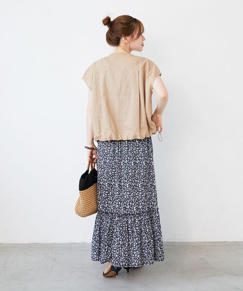 le.coeur blanc（ルクールブラン）の「《手洗い可能》フラワープリントティアードスカート（スカート・レディース・ホワイト系その他/グリーン系その他・38）」の7枚目の写真