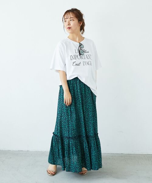 le.coeur blanc（ルクールブラン）の「《手洗い可能》フラワープリントティアードスカート（スカート・レディース・ホワイト系その他/グリーン系その他・38）」の15枚目の写真