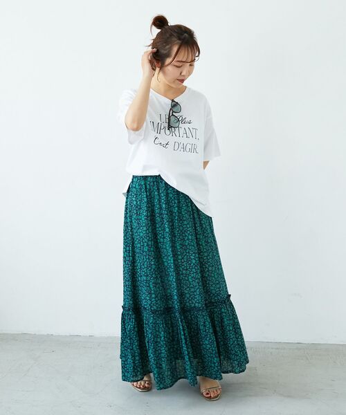 le.coeur blanc（ルクールブラン）の「《手洗い可能》フラワープリントティアードスカート（スカート・レディース・ホワイト系その他/グリーン系その他・38）」の17枚目の写真