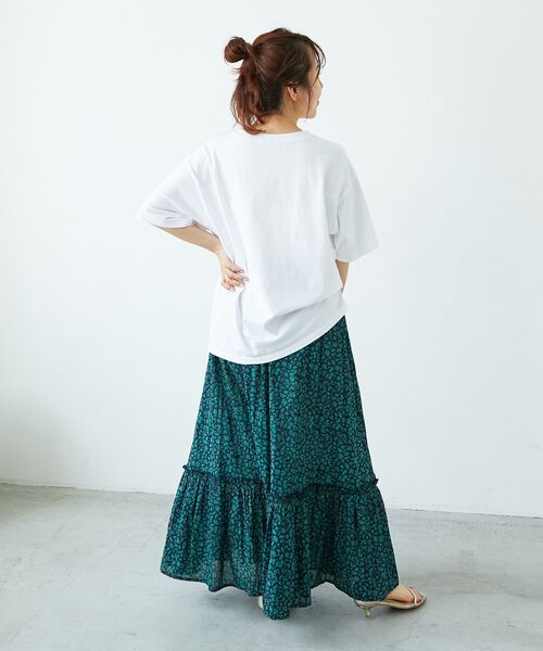 le.coeur blanc（ルクールブラン）の「《手洗い可能》フラワープリントティアードスカート（スカート・レディース・ホワイト系その他/グリーン系その他・38）」の18枚目の写真