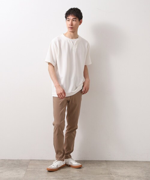 THE SHOP TK (ザ ショップ ティーケー )の「ツイルキーネック 半袖Tシャツ 接触冷感/洗濯機OK(Tシャツ/カットソー・メンズ・オフホワイト/ネイビー/ライトグレー/モスグリーン・02/03/04)」の22枚目の写真