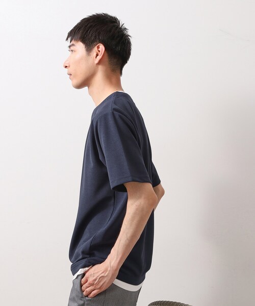 THE SHOP TK (ザ ショップ ティーケー )の「ツイルキーネック 半袖Tシャツ 接触冷感/洗濯機OK(Tシャツ/カットソー・メンズ・オフホワイト/ネイビー/ライトグレー/モスグリーン・02/03/04)」の20枚目の写真