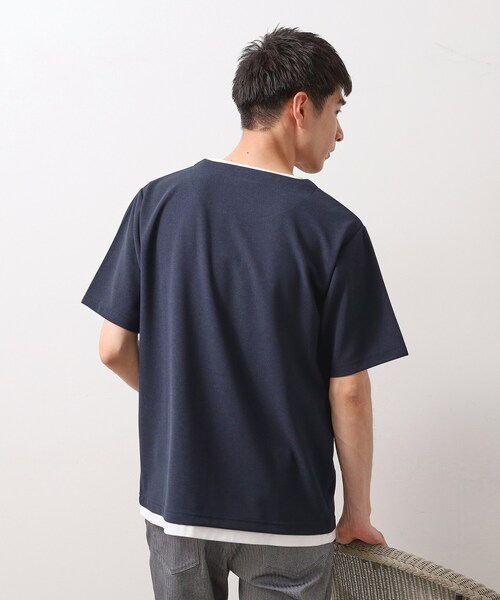 THE SHOP TK (ザ ショップ ティーケー )の「ツイルキーネック 半袖Tシャツ 接触冷感/洗濯機OK(Tシャツ/カットソー・メンズ・オフホワイト/ネイビー/ライトグレー/モスグリーン・02/03/04)」の19枚目の写真