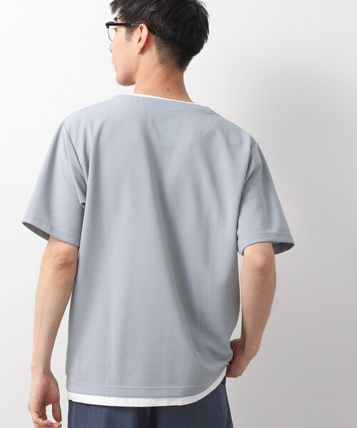 THE SHOP TK (ザ ショップ ティーケー )の「ツイルキーネック 半袖Tシャツ 接触冷感/洗濯機OK(Tシャツ/カットソー・メンズ・オフホワイト/ネイビー/ライトグレー/モスグリーン・02/03/04)」の16枚目の写真