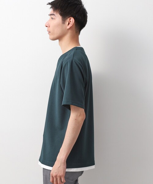 THE SHOP TK (ザ ショップ ティーケー )の「ツイルキーネック 半袖Tシャツ 接触冷感/洗濯機OK(Tシャツ/カットソー・メンズ・オフホワイト/ネイビー/ライトグレー/モスグリーン・02/03/04)」の12枚目の写真