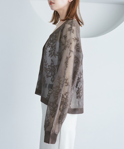 ROPE' PICNIC(ロペピクニック)の「透かし編み花柄Vネックカーディガン(カーディガン/ボレロ・レディース・ブラウン/マスタード/オフホワイト/ブルー系その他4・38)」の22枚目の写真