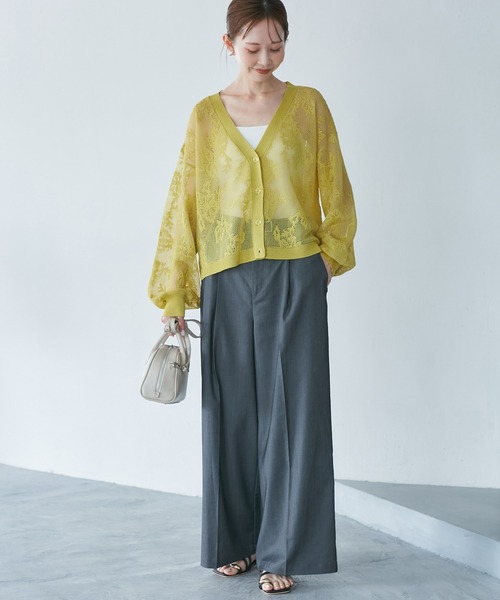 ROPE' PICNIC(ロペピクニック)の「透かし編み花柄Vネックカーディガン(カーディガン/ボレロ・レディース・ブラウン/マスタード/オフホワイト/ブルー系その他4・38)」の18枚目の写真