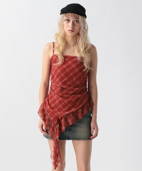 FOREVER 21(フォーエバー トゥエンティーワン)の「【2025SS】カスケードチェックキャミチュニック(チュニック・レディース・ネイビー/レッド・FREE)」の13枚目の写真