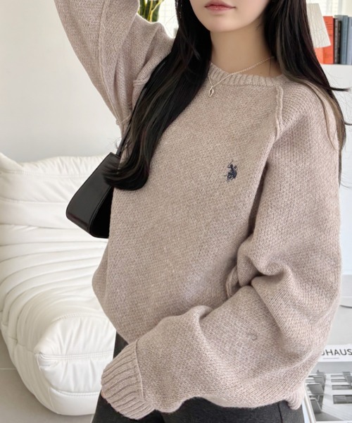 U.S. POLO ASSN.(ユーエスポロアッスン)の「【U.S. POLO ASSN】メランジ クルーネック ラグラン ニット(ニット/セーター・レディース・オートミール/ブラック/グレー/ネイビー・M/L)」の22枚目の写真