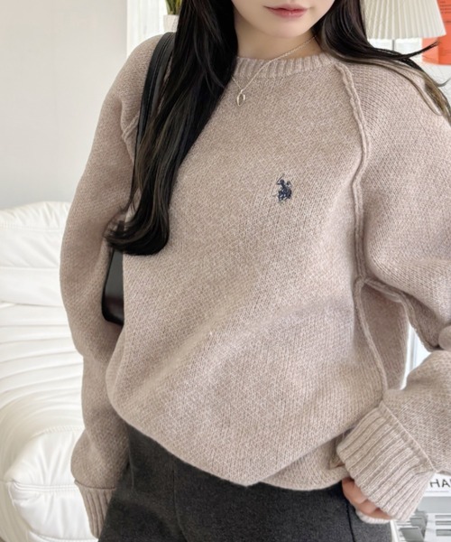 U.S. POLO ASSN.(ユーエスポロアッスン)の「【U.S. POLO ASSN】メランジ クルーネック ラグラン ニット(ニット/セーター・レディース・オートミール/ブラック/グレー/ネイビー・M/L)」の19枚目の写真