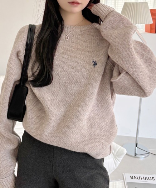 U.S. POLO ASSN.(ユーエスポロアッスン)の「【U.S. POLO ASSN】メランジ クルーネック ラグラン ニット(ニット/セーター・レディース・オートミール/ブラック/グレー/ネイビー・M/L)」の20枚目の写真