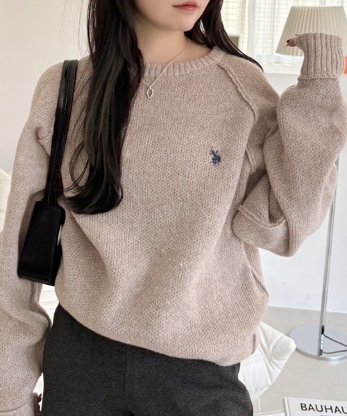 U.S. POLO ASSN.(ユーエスポロアッスン)の「【U.S. POLO ASSN】メランジ クルーネック ラグラン ニット(ニット/セーター・レディース・オートミール/ブラック/グレー/ネイビー・M/L)」の21枚目の写真
