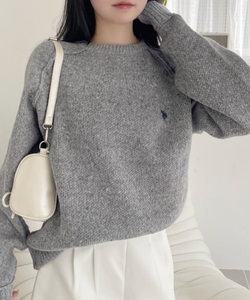 U.S. POLO ASSN.(ユーエスポロアッスン)の「【U.S. POLO ASSN】メランジ クルーネック ラグラン ニット(ニット/セーター・レディース・オートミール/ブラック/グレー/ネイビー・M/L)」の11枚目の写真