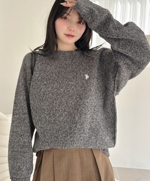 U.S. POLO ASSN.(ユーエスポロアッスン)の「【U.S. POLO ASSN】メランジ クルーネック ラグラン ニット(ニット/セーター・レディース・オートミール/ブラック/グレー/ネイビー・M/L)」の15枚目の写真