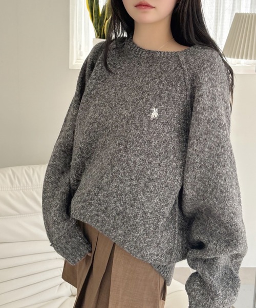 U.S. POLO ASSN.(ユーエスポロアッスン)の「【U.S. POLO ASSN】メランジ クルーネック ラグラン ニット(ニット/セーター・レディース・オートミール/ブラック/グレー/ネイビー・M/L)」の17枚目の写真