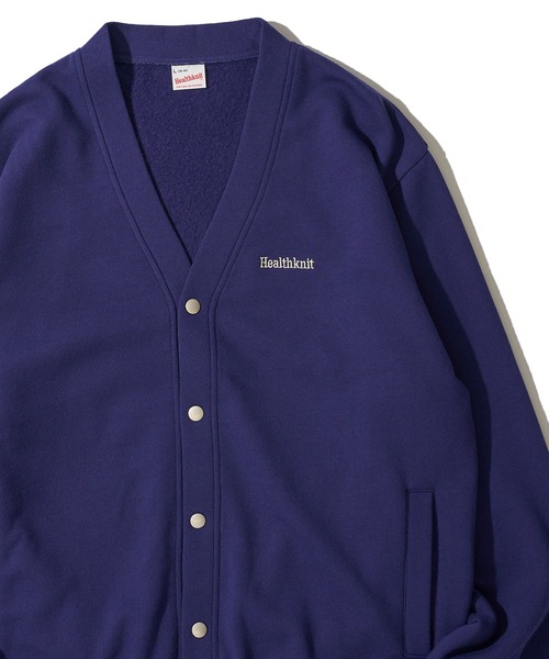 Healthknit】Classic Sweat V-neck cardigan L/S / Vネック スウェット