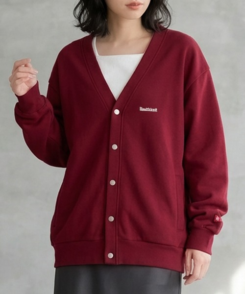 Healthknit（ヘルスニット）の「【Healthknit】Classic Sweat V-neck cardigan L/S / Vネック スウェット カーディガン（カーディガン/ボレロ・メンズ・チャコールグレー/ネイビー/グレー/マルーン/ブラック・MEDIUM/LARGE/X-LARGE）」の5枚目の写真