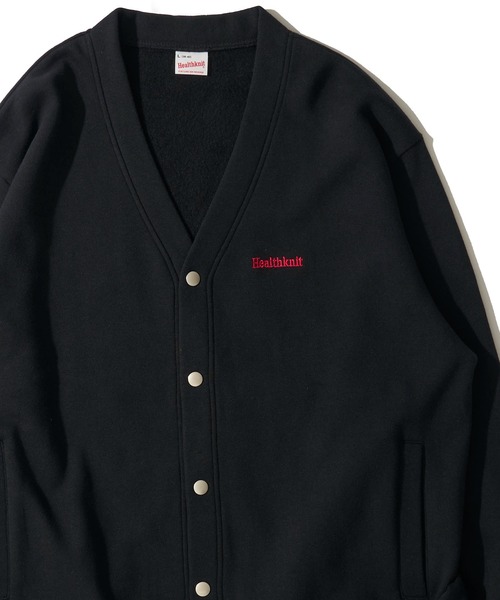 Healthknit（ヘルスニット）の「【Healthknit】Classic Sweat V-neck cardigan L/S / Vネック スウェット カーディガン（カーディガン/ボレロ・メンズ・チャコールグレー/ネイビー/グレー/マルーン/ブラック・MEDIUM/LARGE/X-LARGE）」の2枚目の写真