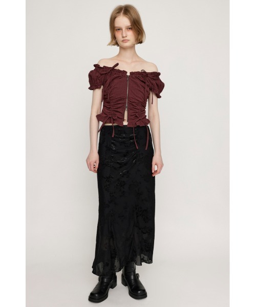 SLY(スライ)の「SHEER FLOWER FLARE SK シアー フラワー フレアスカート 夏服 秋服(スカート・レディース・ブラック系その他2/ブラウン系その他2・1/2)」の3枚目の写真