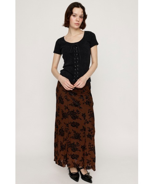 SLY(スライ)の「SHEER FLOWER FLARE SK シアー フラワー フレアスカート 夏服 秋服(スカート・レディース・ブラック系その他2/ブラウン系その他2・1/2)」の7枚目の写真