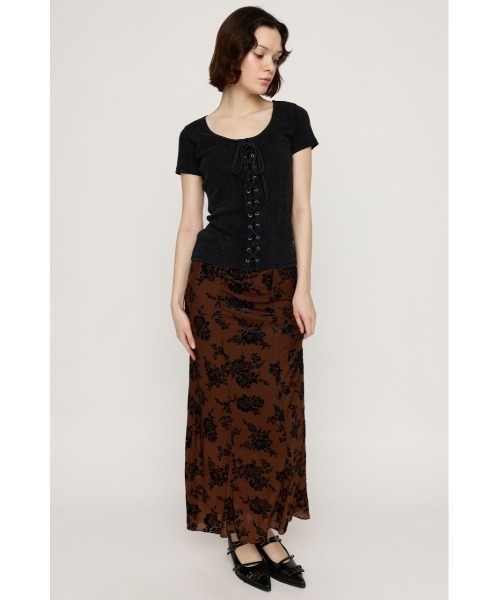 SLY(スライ)の「SHEER FLOWER FLARE SK シアー フラワー フレアスカート 夏服 秋服(スカート・レディース・ブラック系その他2/ブラウン系その他2・1/2)」の8枚目の写真