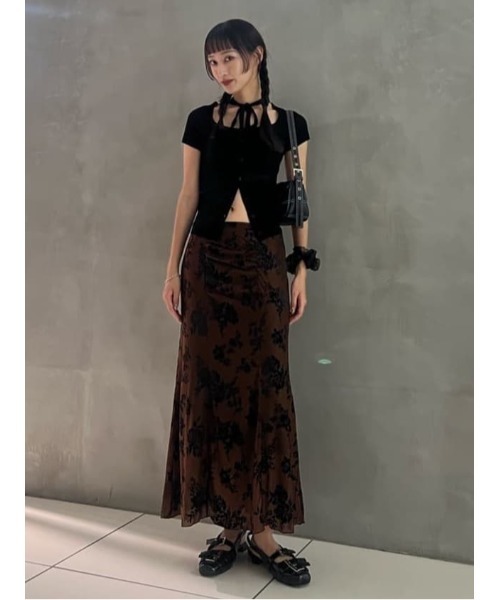 SLY(スライ)の「SHEER FLOWER FLARE SK シアー フラワー フレアスカート 夏服 秋服(スカート・レディース・ブラック系その他2/ブラウン系その他2・1/2)」の18枚目の写真