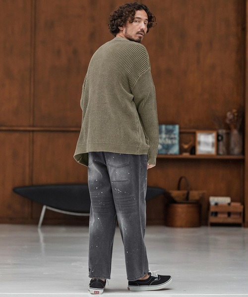 CAMBIO(カンビオ)の「mcg3667-Powder Bleach Waffle Cotton Knit Cardigan ニットカーディガン(カーディガン/ボレロ・メンズ・グレイッシュベージュ/カーキ/ブラック/ネイビー・M/L)」の9枚目の写真