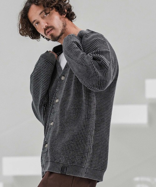 CAMBIO(カンビオ)の「mcg3667-Powder Bleach Waffle Cotton Knit Cardigan ニットカーディガン(カーディガン/ボレロ・メンズ・グレイッシュベージュ/カーキ/ブラック/ネイビー・M/L)」の16枚目の写真