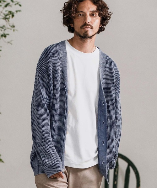 CAMBIO(カンビオ)の「mcg3667-Powder Bleach Waffle Cotton Knit Cardigan ニットカーディガン(カーディガン/ボレロ・メンズ・グレイッシュベージュ/カーキ/ブラック/ネイビー・M/L)」の20枚目の写真