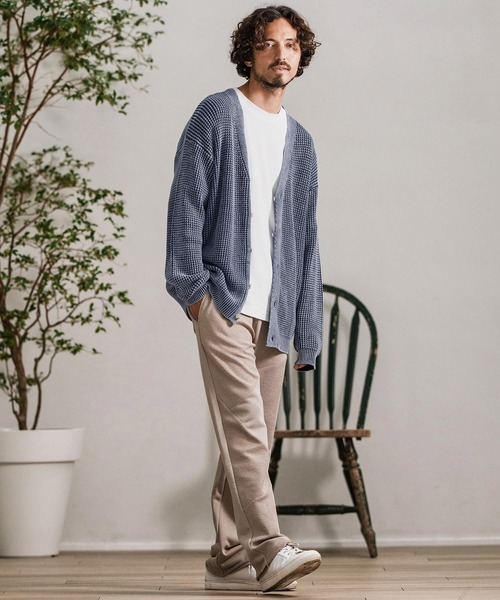 CAMBIO(カンビオ)の「mcg3667-Powder Bleach Waffle Cotton Knit Cardigan ニットカーディガン(カーディガン/ボレロ・メンズ・グレイッシュベージュ/カーキ/ブラック/ネイビー・M/L)」の22枚目の写真