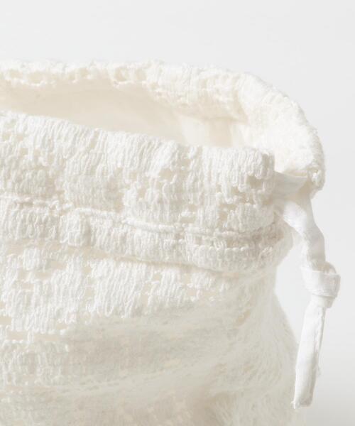 かぐれ（カグレ）の「コットンレース巾着バッグ（ショルダーバッグ・レディース・オフホワイト/ブラック・FREE）」の6枚目の写真